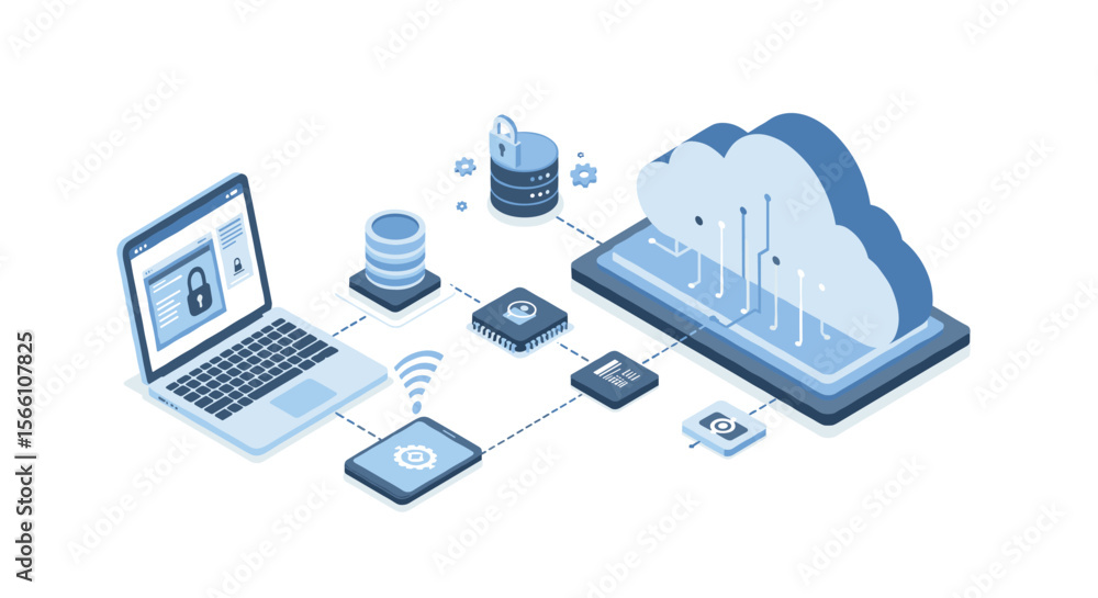 Poster cloud computing network vector illustration: technology concept for digital connectivity design