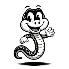 Fototapeta premium Friendly cartoon character with a playful demeanor, waving happily from the center of the frame