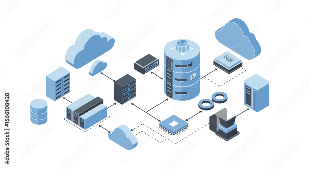 Poster cloud computing network system vector illustration - flat style design for brochure or digital prese