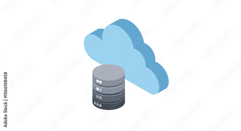 Poster cloud computing concept vector illustration for technology design in isometric style