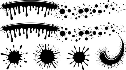 Black ink splatters and drips paint