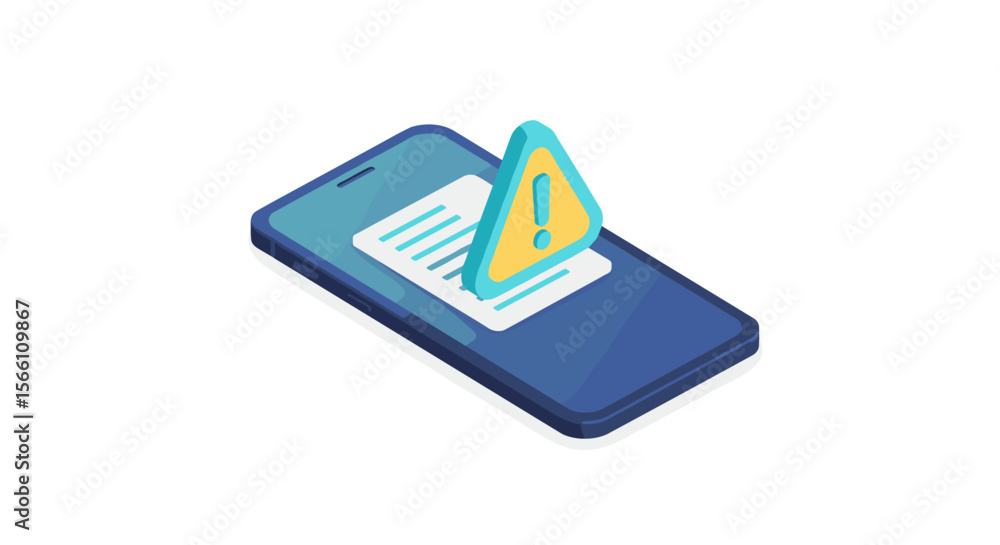 Aufkleber mobile device alert vector illustration: isometric design for notifications and warnings
