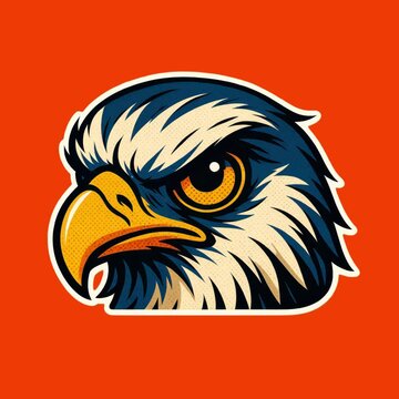 Bold eagle head illustration animation isolated asset, transparent 4K video, alpha channel, ProRes 4444