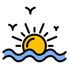Sunrise icon vector image. Can be used for World Refugee Day.