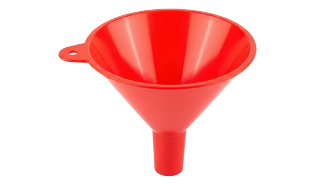 Red plastic funnel isolated PNG with Transparent Background