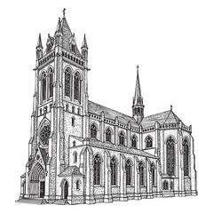 Fototapeta premium church Cathedral Vector Engraving Illustration
