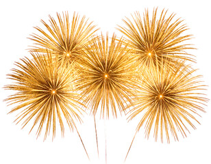 Obraz premium A stunning cluster of golden fireworks erupts, creating a magnificent luminous spectacle.