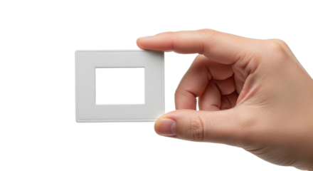 Hand holding a slide mount isolated PNG with Transparent Background