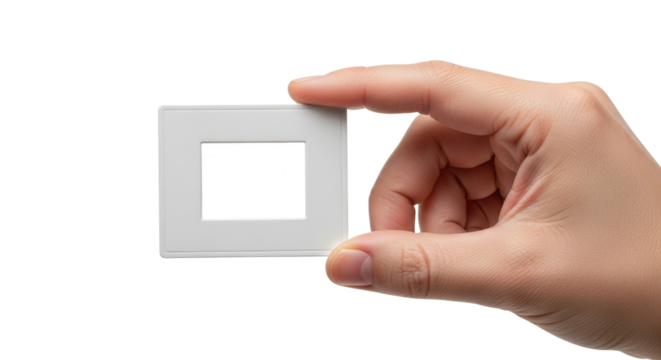 Hand holding a slide mount isolated PNG with Transparent Background