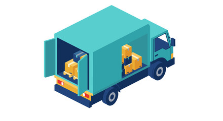 Naklejka premium Delivery truck isometric vector illustration for logistics and transportation design