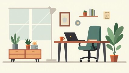 interior of office, modern interior design, computer in the office, working on computer, interior of a cafe, modern interior design, vector illustration of an abstract background, abstract floral back