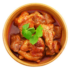 Spicy Korean Braised Chicken Stew in Ceramic Bowl