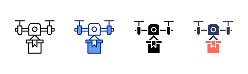 Drone Delivery icon sheet multiple style collection