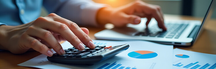 financial analysis involves using calculator create multiple graphs charts laptop data comprehensive report