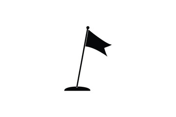 Simple Black Flag on a Pole Silhouette
