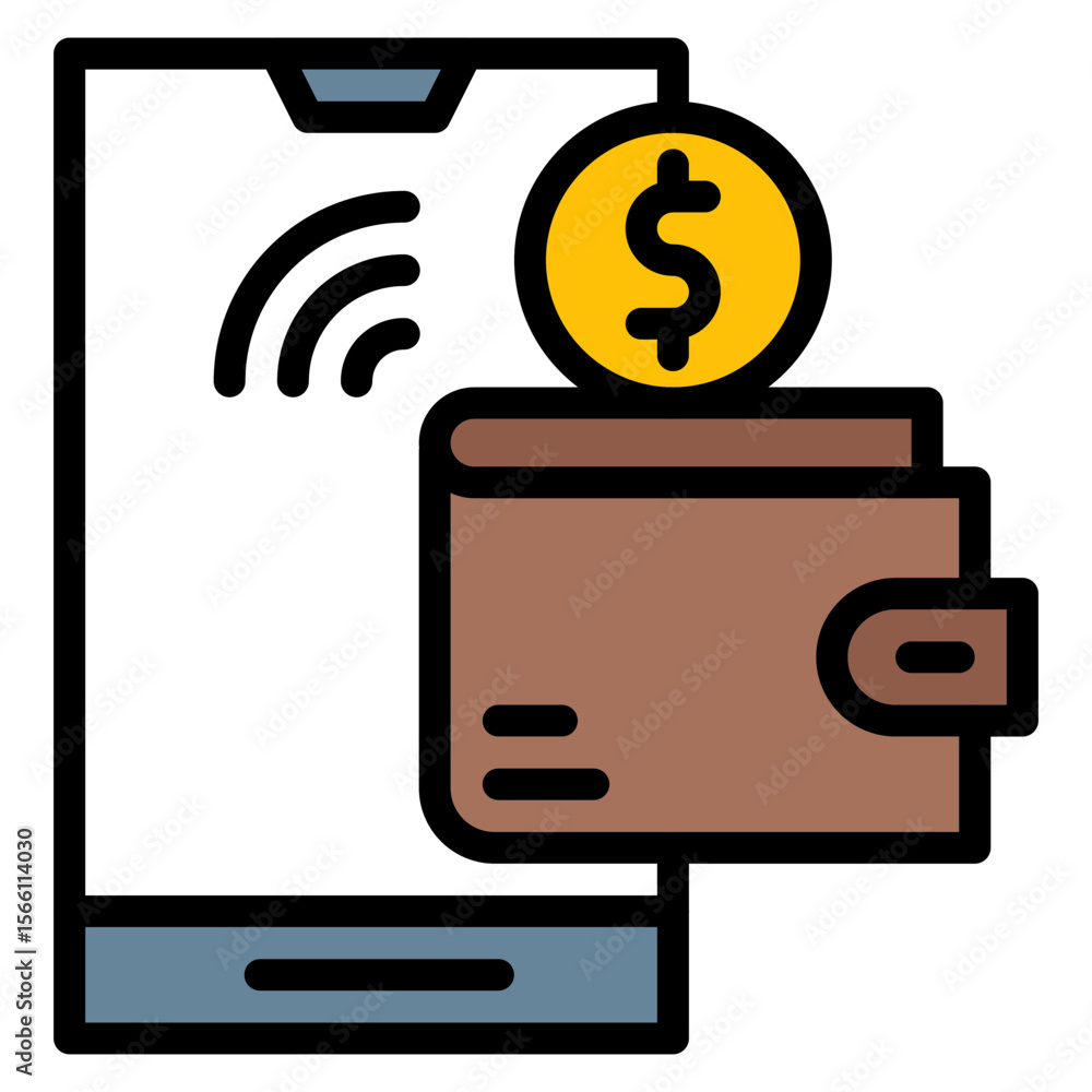 Poster digital wallet icon vector image. can be used for digital disruption.