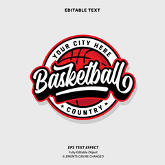 Editable Text Effect Vector of Black Red Basketball Team name college Logo Emblem sport Design for club, event, printing, merchandise, basketball, baseball, football