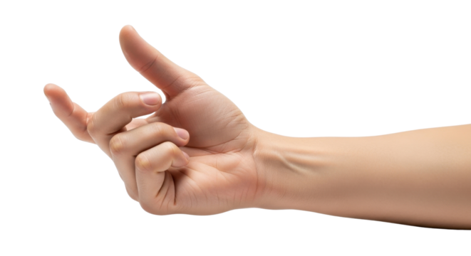 Human hand showing small amount isolated PNG with Transparent Background