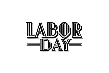 Labor Day Text Design in Black and White Silhouette