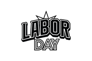 Bold Labor Day Text with Star Silhouette Design
