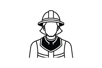 Female Firefighter in Uniform Silhouette