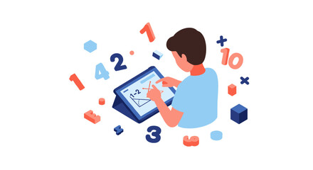 Mathematics learning vector illustration: flat style design for educational content