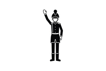 Silhouette of a Lifeguard in Uniform Waving His Hand silhouette