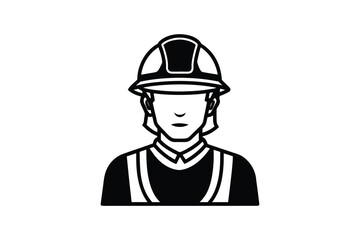 Construction Worker Silhouette Icon Wearing Safety Vest and Hard Hat