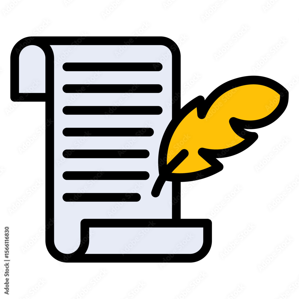 Poster scroll and quill icon vector image. can be used for press freedom day.