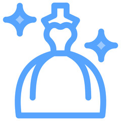Wedding Dress   Flat Blue Icon