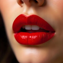 Obraz premium close up lips of red lips