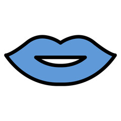 Blue Lips icon vector image. Can be used for Allergy Symptoms.