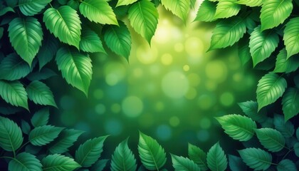 Lush green leaves creating a vibrant natural background for computer monitors and screens