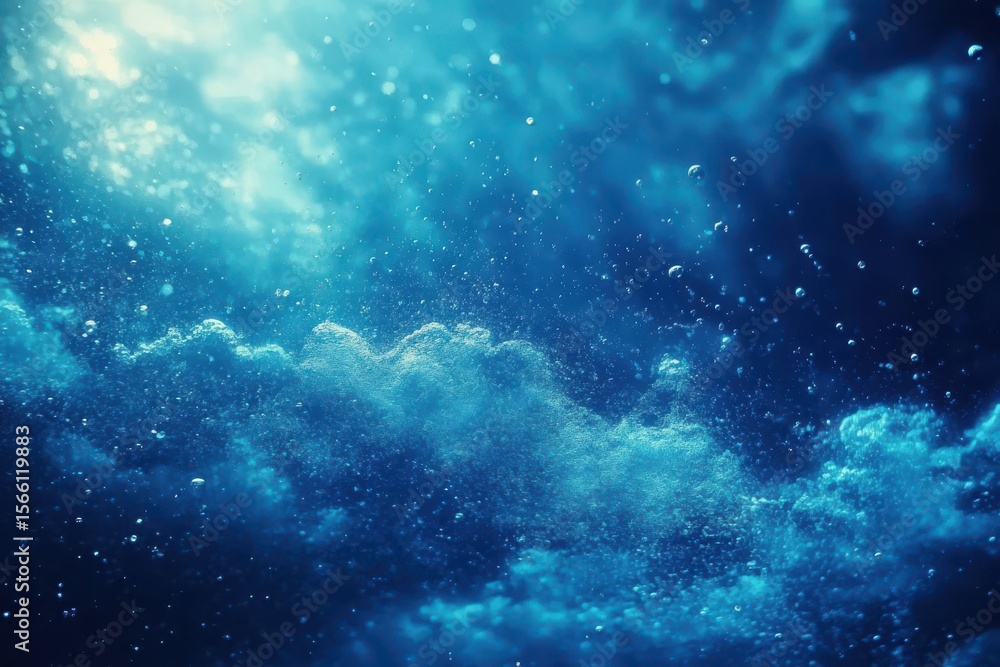 Poster underwater particle motion graphics create mesmerizing visuals of fluid dynamics and aquatic atmosph
