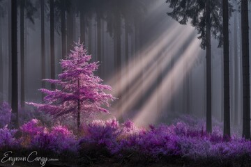 Ethereal Forest Shimmers With Lavender and Light