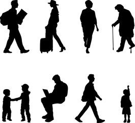 Silhouettes of people in various poses, perfect for architectural visualization, urban planning, and graphic design projects.