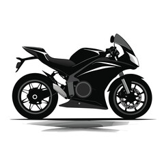 Obraz premium Black Silhouette Sportbike Motorcycle Side View Illustration 2