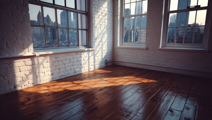 Sunlight Streaming Through Windows in an Empty Room