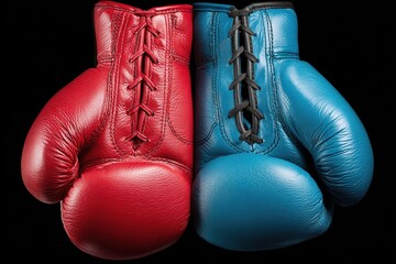 Red and Blue Boxing Gloves Facing Each Other