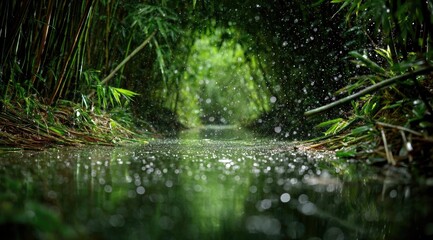 Serene Reflection in the Emerald Forest Water