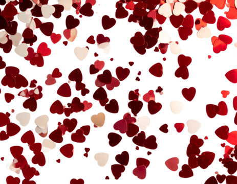 Vibrant red and cream heart confetti creates a beautiful pattern symbolizing love and celebration. - Powered by Adobe