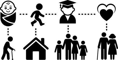 Life stages progression family and love baby toddler