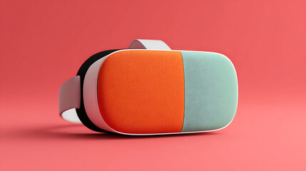 Bright virtual reality headset resting against a soft pink backdrop shows technology advancements and gaming innovation.