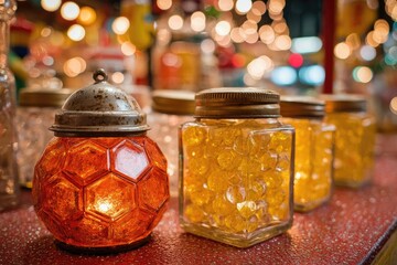 Assorted Jars Filled with Festive Glowing Contents