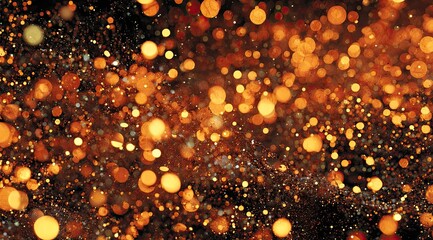Abstract Golden Sparkle Burst Against a Dark Backdrop