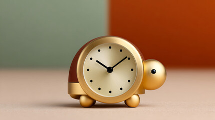 Charming turtle clock sits against a split background, a whimsical timepiece for home decor and time management