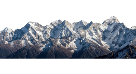 Snowy mountain peaks landscape isolated PNG with Transparent Background