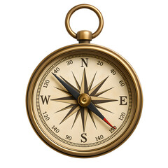 Antique Brass Compass for Nautical Exploration and Travel Transparent Background