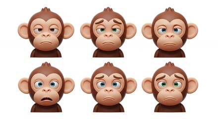 Obraz premium Cartoon monkey expressions of sadness