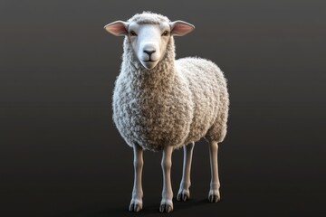 Realistic 3D model of a sheep standing on a neutral background showcasing detailed wool texture and natural posture typical for farm animals in a calm setting